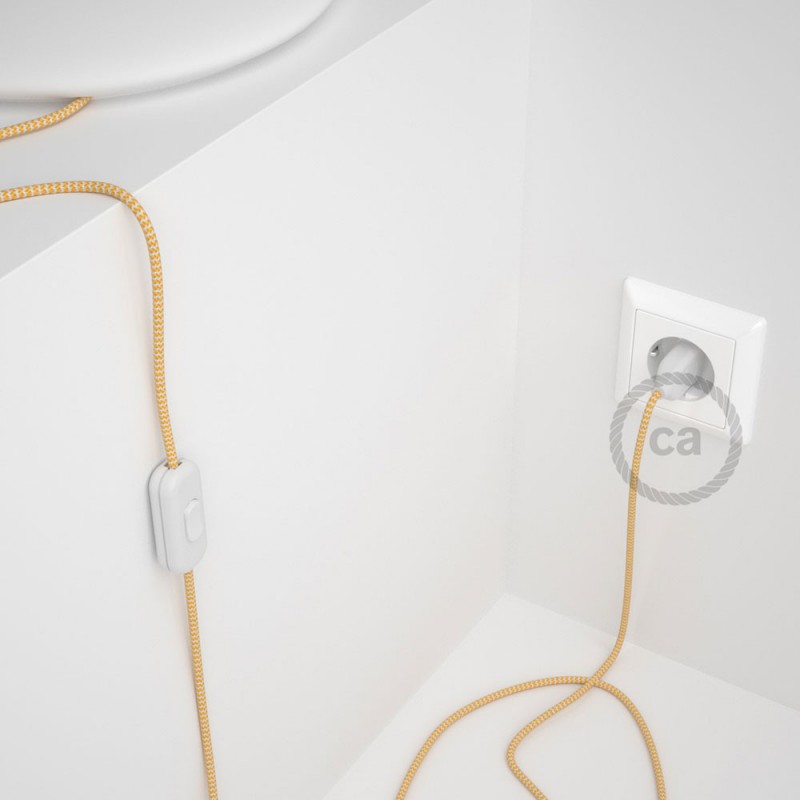 Cableado para lámpara, cable RZ10 Efecto Seda ZigZag Blanco Amarillo 1,8m. Elige tu el color de la clavija y del interruptor!