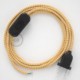 Cableado para lámpara, cable RZ10 Efecto Seda ZigZag Blanco Amarillo 1,8m. Elige tu el color de la clavija y del interruptor!