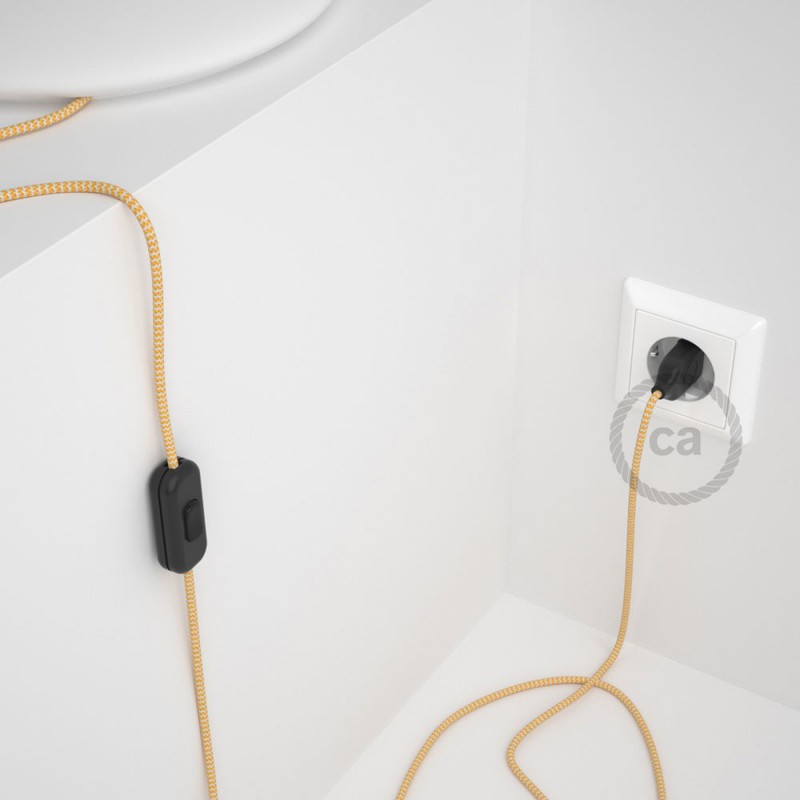 Cableado para lámpara, cable RZ10 Efecto Seda ZigZag Blanco Amarillo 1,8m. Elige tu el color de la clavija y del interruptor!
