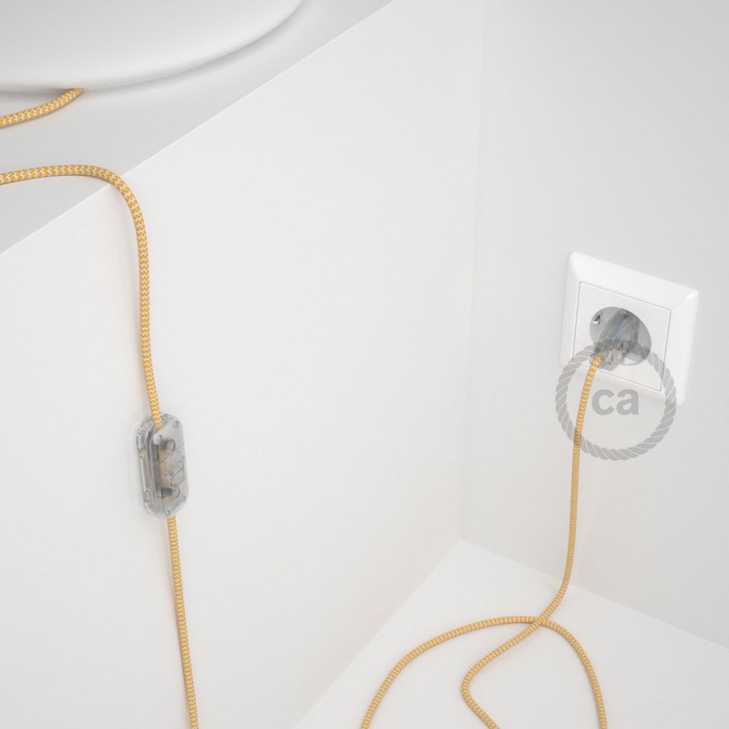 Cableado para lámpara, cable RZ10 Efecto Seda ZigZag Blanco Amarillo 1,8m. Elige tu el color de la clavija y del interruptor!