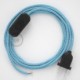 Cableado para lámpara, cable RZ11 Efecto Seda ZigZag Blanco Celeste 1,8m. Elige tu el color de la clavija y del interruptor!
