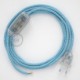 Cableado para lámpara, cable RZ11 Efecto Seda ZigZag Blanco Celeste 1,8m. Elige tu el color de la clavija y del interruptor!