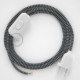 Cableado para lámpara, cable RZ04 Efecto Seda ZigZag Blanco Negro 1,8m. Elige tu el color de la clavija y del interruptor!