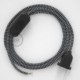 Cableado para lámpara, cable RZ04 Efecto Seda ZigZag Blanco Negro 1,8m. Elige tu el color de la clavija y del interruptor!