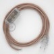 Cableado para lámpara, cable RD71 Algodón y Lino ZigZag Rosa Viejo 1,8m. Elige tu el color de la clavija y del interruptor!