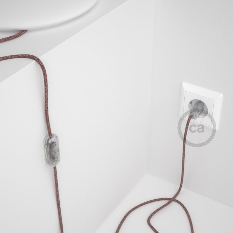 Cableado para lámpara, cable RS83 Algodón y Lino Natural Rojo 1,8m. Elige tu el color de la clavija y del interruptor!