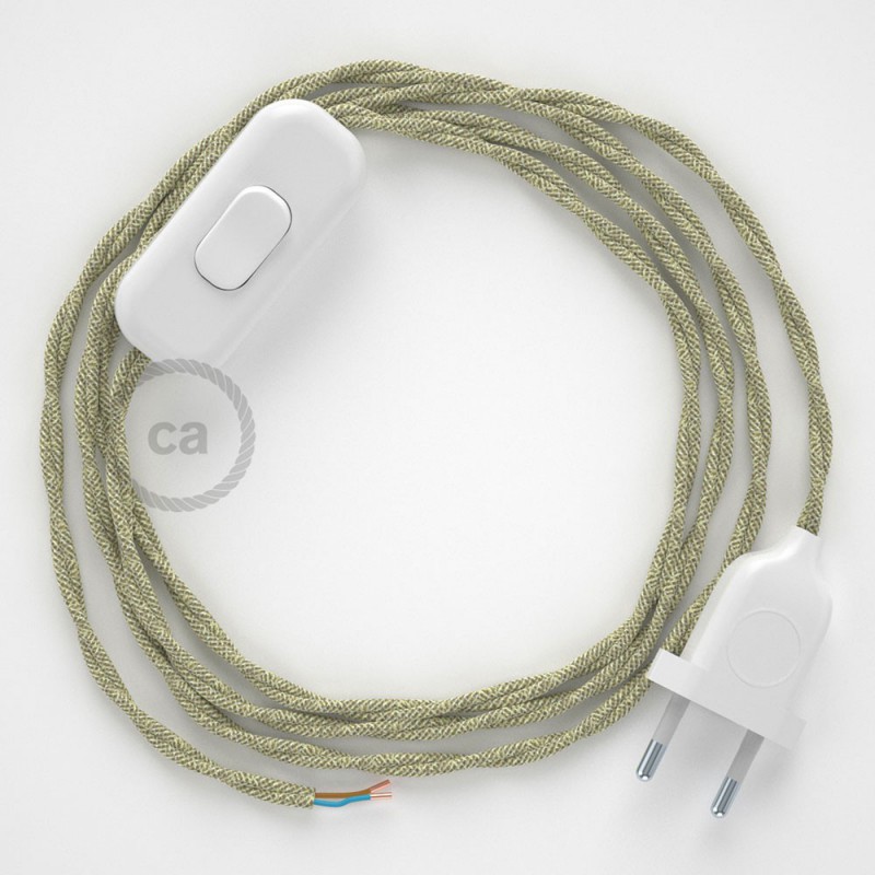 Cableado para lámpara, cable TN01 Lino Natural Neutro 1,8m. Elige tu el color de la clavija y del interruptor!