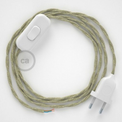 Cableado para lámpara, cable TN01 Lino Natural Neutro 1,8m. Elige tu el color de la clavija y del interruptor!