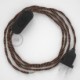 Cableado para lámpara, cable TZ22 Efecto Seda Negro y Whisky 1,8m. Elige tu el color de la clavija y del interruptor!