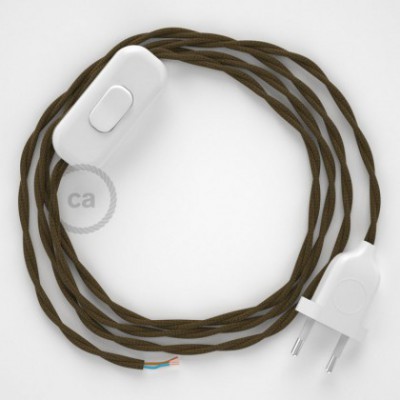 Cableado para lámpara, cable TC13 Algodón Marrón 1,8m. Elige tu el color de la clavija y del interruptor!