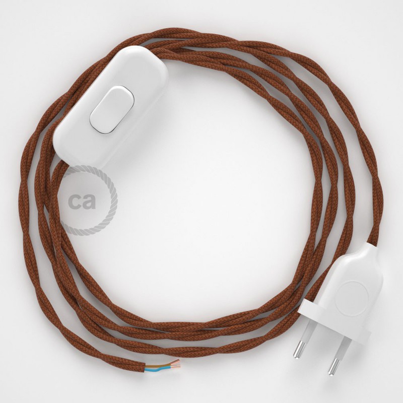Cableado para lámpara, cable TC23 Algodón Ciervo 1,8m. Elige tu el color de la clavija y del interruptor!