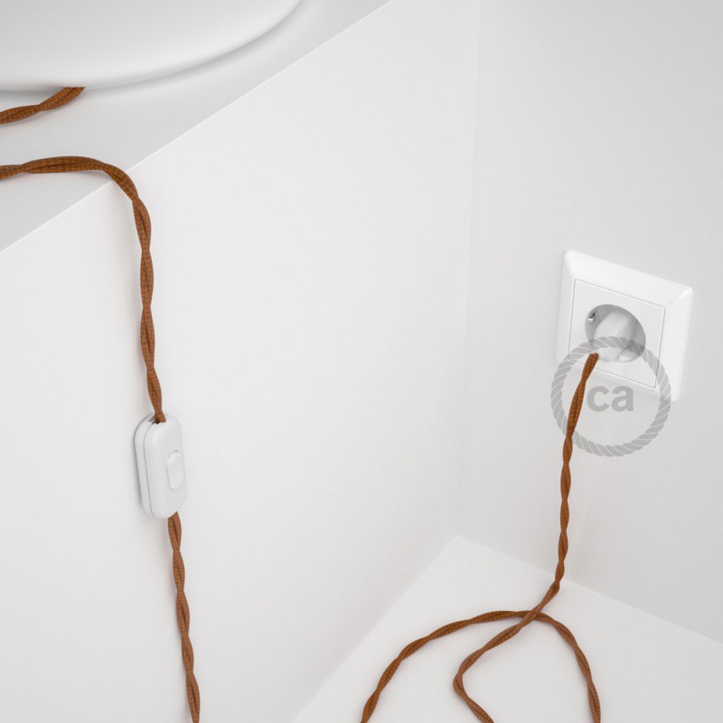 Cableado para lámpara, cable TM22 Efecto Seda Whisky 1,8m. Elige tu el color de la clavija y del interruptor!