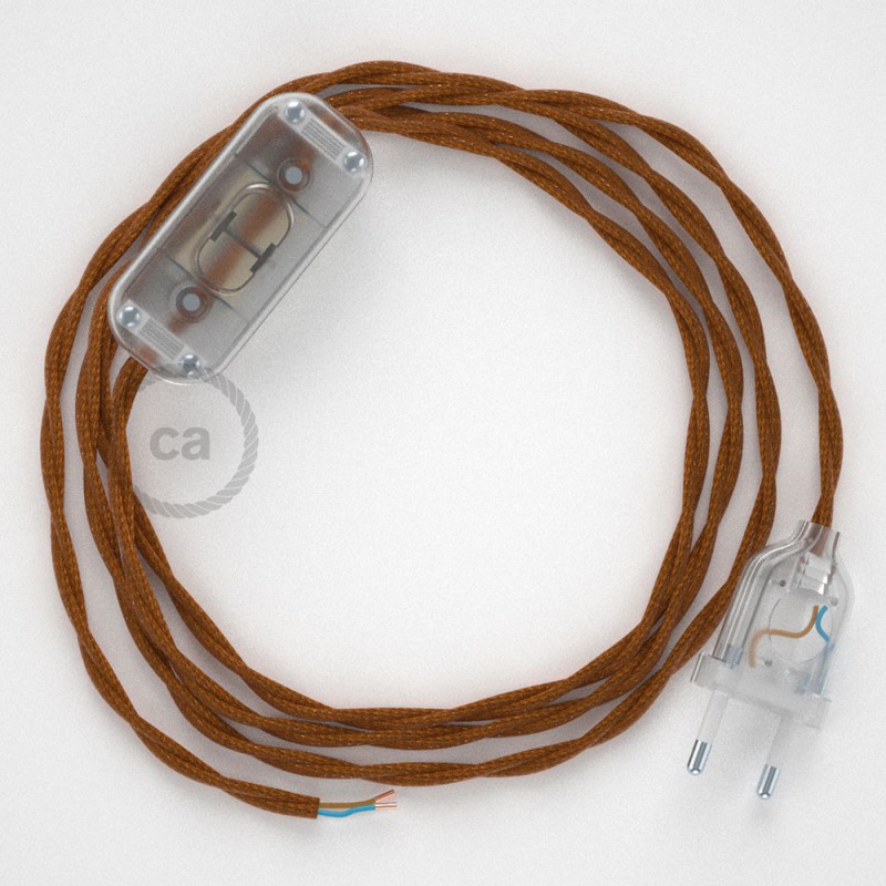 Cableado para lámpara, cable TM22 Efecto Seda Whisky 1,8m. Elige tu el color de la clavija y del interruptor!