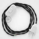 Cableado para lámpara, cable TC04 Algodón Negro 1,8m. Elige tu el color de la clavija y del interruptor!