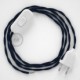 Cableado para lámpara, cable TM20 Efecto Seda Azul Oscuro 1,8m. Elige tu el color de la clavija y del interruptor!