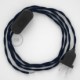 Cableado para lámpara, cable TM20 Efecto Seda Azul Oscuro 1,8m. Elige tu el color de la clavija y del interruptor!