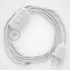 Cableado para lámpara, cable TC01 Algodón Blanco 1,8m. Elige tu el color de la clavija y del interruptor!