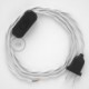 Cableado para lámpara, cable TC01 Algodón Blanco 1,8m. Elige tu el color de la clavija y del interruptor!