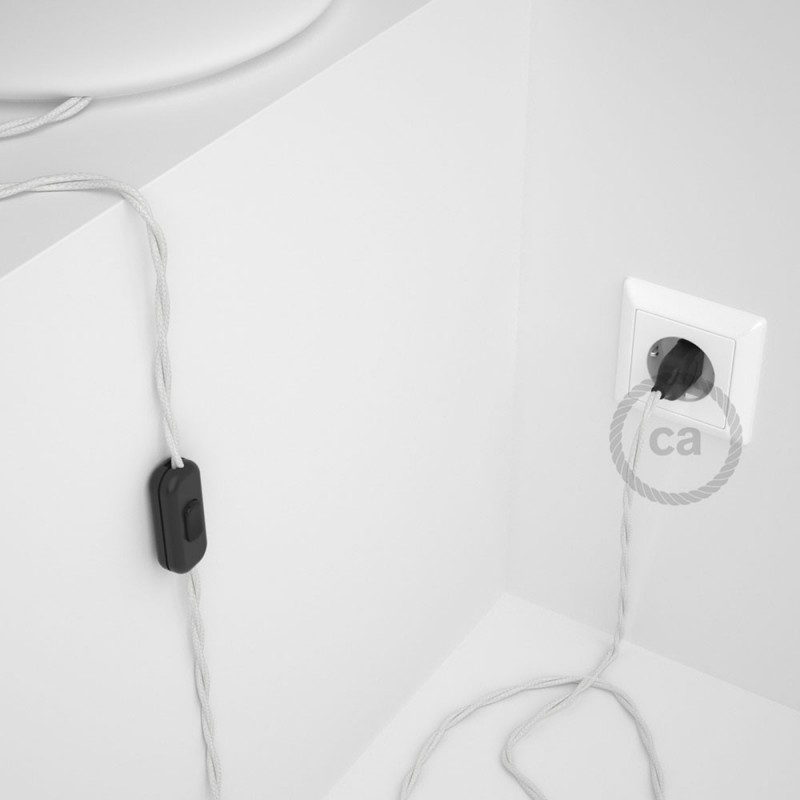 Cableado para lámpara, cable TC01 Algodón Blanco 1,8m. Elige tu el color de la clavija y del interruptor!