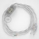 Cableado para lámpara, cable TC01 Algodón Blanco 1,8m. Elige tu el color de la clavija y del interruptor!