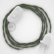 Cableado para lámpara, cable TC63 Algodón Verde Gris 1,8m. Elige tu el color de la clavija y del interruptor!