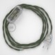 Cableado para lámpara, cable TC63 Algodón Verde Gris 1,8m. Elige tu el color de la clavija y del interruptor!