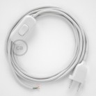 Cableado para lámpara, cable RC01 Algodón Blanco 1,8m. Elige tu el color de la clavija y del interruptor!