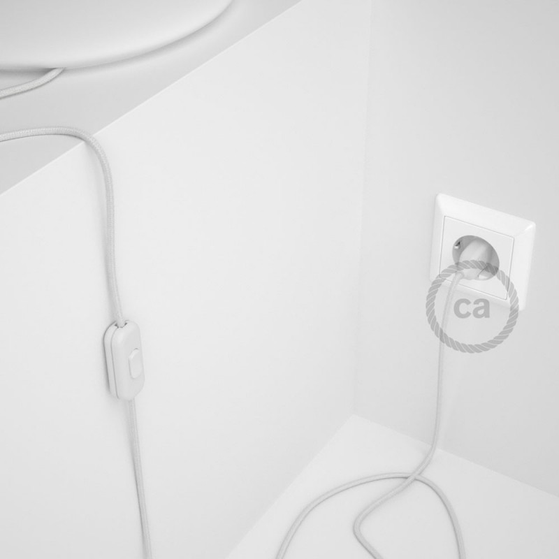 Cableado para lámpara, cable RC01 Algodón Blanco 1,8m. Elige tu el color de la clavija y del interruptor!