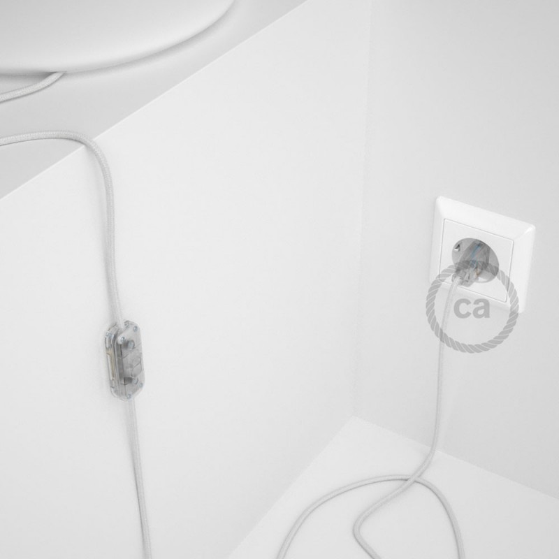 Cableado para lámpara, cable RC01 Algodón Blanco 1,8m. Elige tu el color de la clavija y del interruptor!