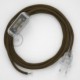 Cableado para lámpara, cable RC13 Algodón Marrón 1,8m. Elige tu el color de la clavija y del interruptor!