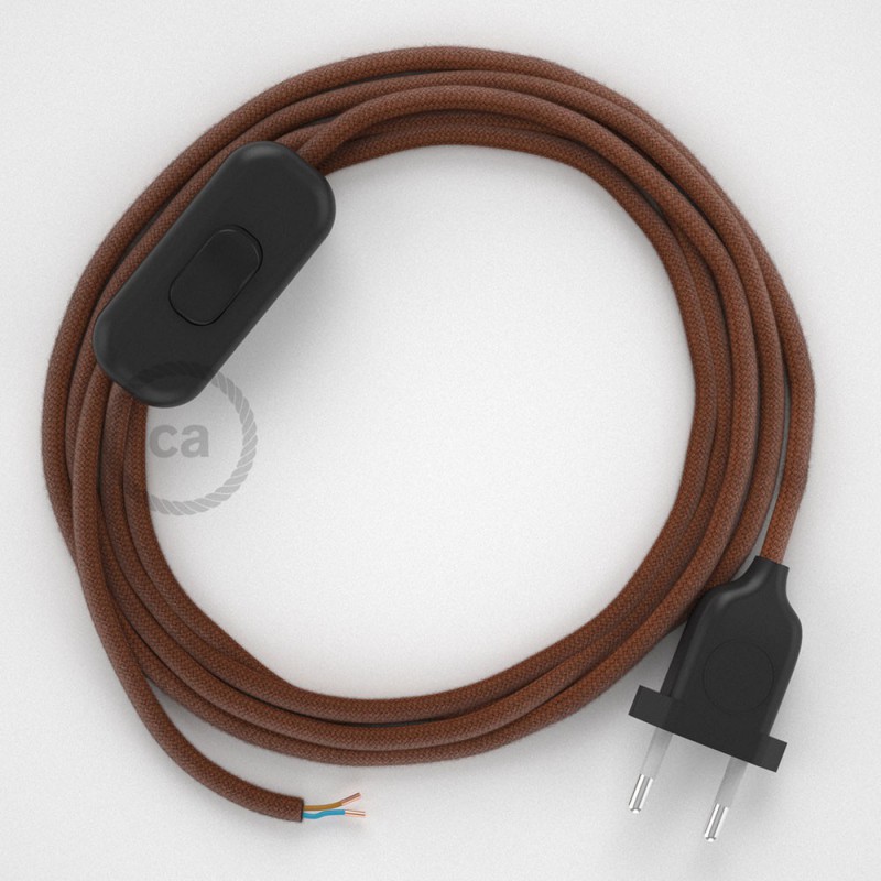 Cableado para lámpara, cable RC23 Algodón Ciervo 1,8m. Elige tu el color de la clavija y del interruptor!