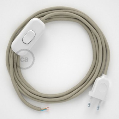 Cableado para lámpara, cable RC43 Algodón Gris Pardo 1,8m. Elige tu el color de la clavija y del interruptor!