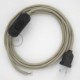 Cableado para lámpara, cable RC43 Algodón Gris Pardo 1,8m. Elige tu el color de la clavija y del interruptor!