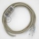 Cableado para lámpara, cable RC43 Algodón Gris Pardo 1,8m. Elige tu el color de la clavija y del interruptor!