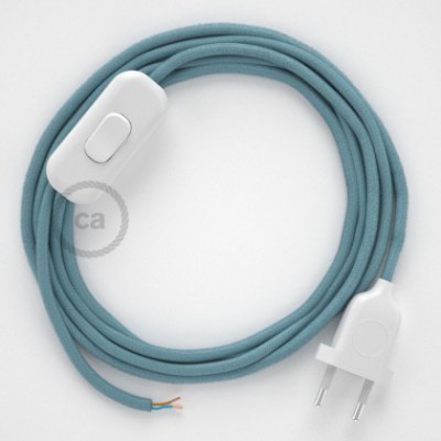 Cableado para lámpara, cable RC53 Algodón Oceano 1,8m. Elige tu el color de la clavija y del interruptor!
