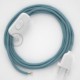Cableado para lámpara, cable RC53 Algodón Oceano 1,8m. Elige tu el color de la clavija y del interruptor!