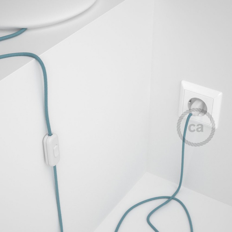 Cableado para lámpara, cable RC53 Algodón Oceano 1,8m. Elige tu el color de la clavija y del interruptor!