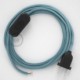 Cableado para lámpara, cable RC53 Algodón Oceano 1,8m. Elige tu el color de la clavija y del interruptor!