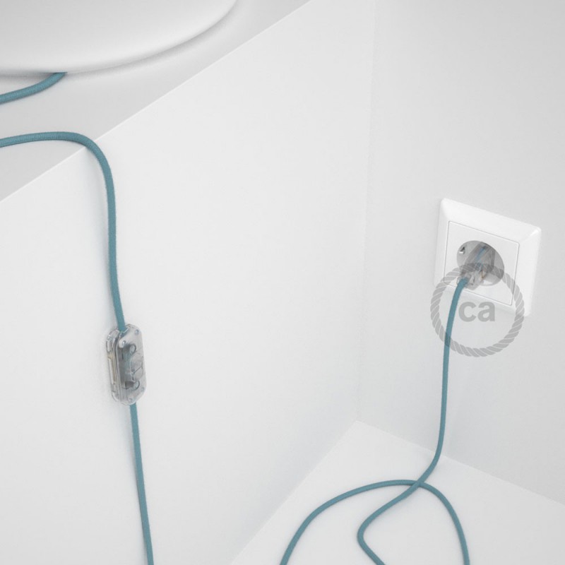 Cableado para lámpara, cable RC53 Algodón Oceano 1,8m. Elige tu el color de la clavija y del interruptor!