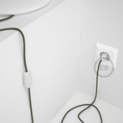 Cableado para lámpara, cable RC63 Algodón Verde Gris 1,8m. Elige tu el color de la clavija y del interruptor!