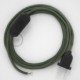 Cableado para lámpara, cable RC63 Algodón Verde Gris 1,8m. Elige tu el color de la clavija y del interruptor!