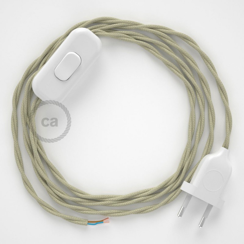 Cableado para lámpara, cable TC43 Algodón Gris Pardo 1,8m. Elige tu el color de la clavija y del interruptor!
