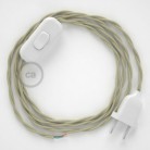 Cableado para lámpara, cable TC43 Algodón Gris Pardo 1,8m. Elige tu el color de la clavija y del interruptor!