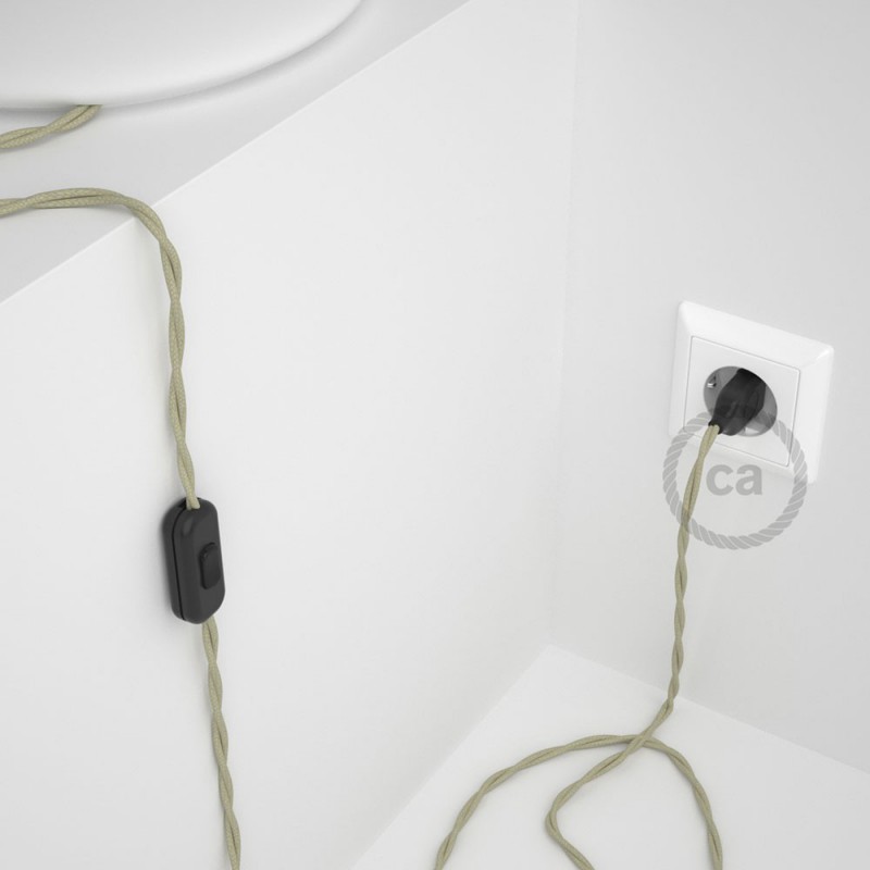 Cableado para lámpara, cable TC43 Algodón Gris Pardo 1,8m. Elige tu el color de la clavija y del interruptor!
