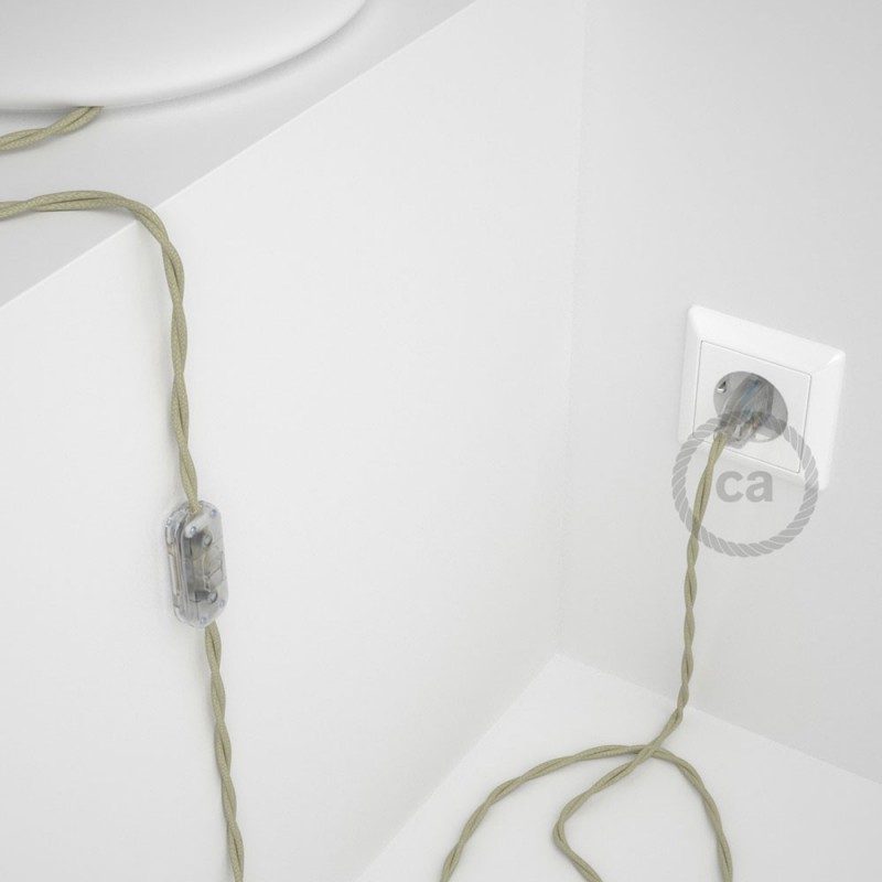 Cableado para lámpara, cable TC43 Algodón Gris Pardo 1,8m. Elige tu el color de la clavija y del interruptor!