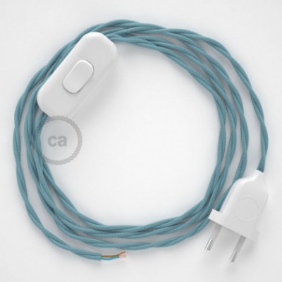 Cableado para lámpara, cable TC53 Algodón Oceano 1,8m. Elige tu el color de la clavija y del interruptor!