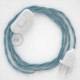 Cableado para lámpara, cable TC53 Algodón Oceano 1,8m. Elige tu el color de la clavija y del interruptor!