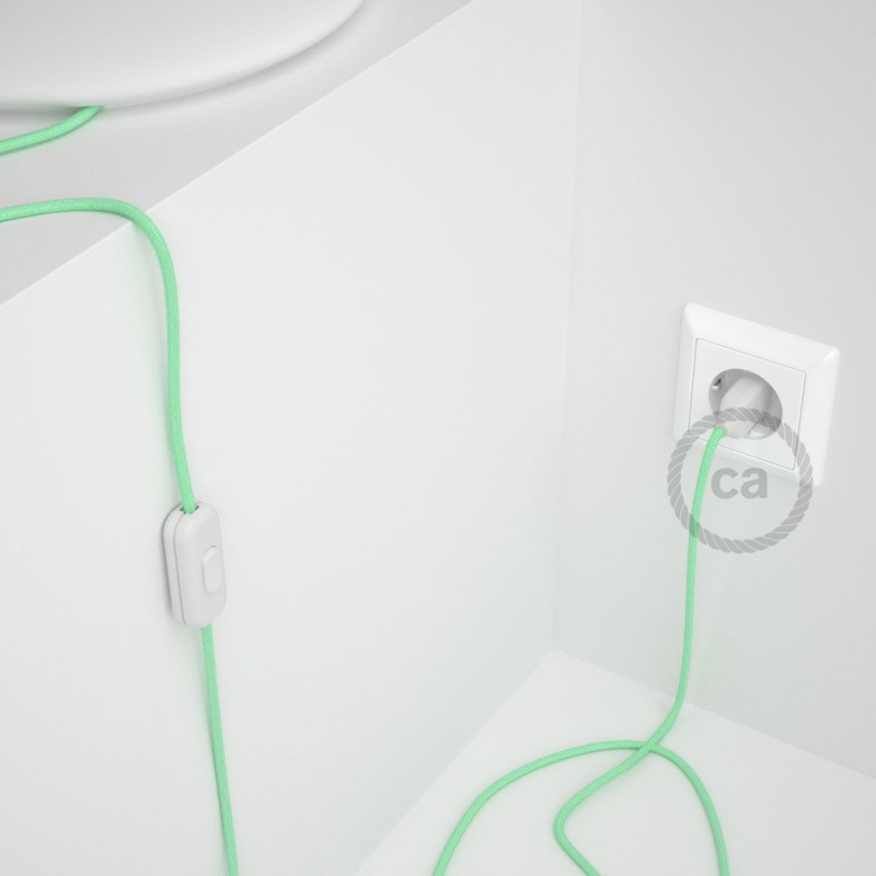 Cableado para lámpara, cable RC34 Algodón Leche y Menta 1,8m. Elige tu el color de la clavija y del interruptor!