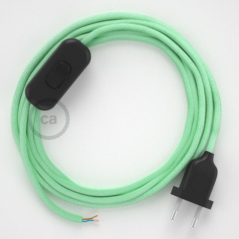 Cableado para lámpara, cable RC34 Algodón Leche y Menta 1,8m. Elige tu el color de la clavija y del interruptor!