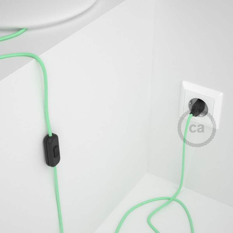 Cableado para lámpara, cable RC34 Algodón Leche y Menta 1,8m. Elige tu el color de la clavija y del interruptor!